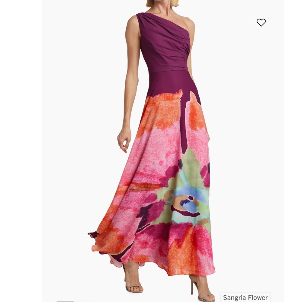 AMUR Atlas One Shoulder Gown in Sangria Flower 6 NWOT - Picture 10 of 13